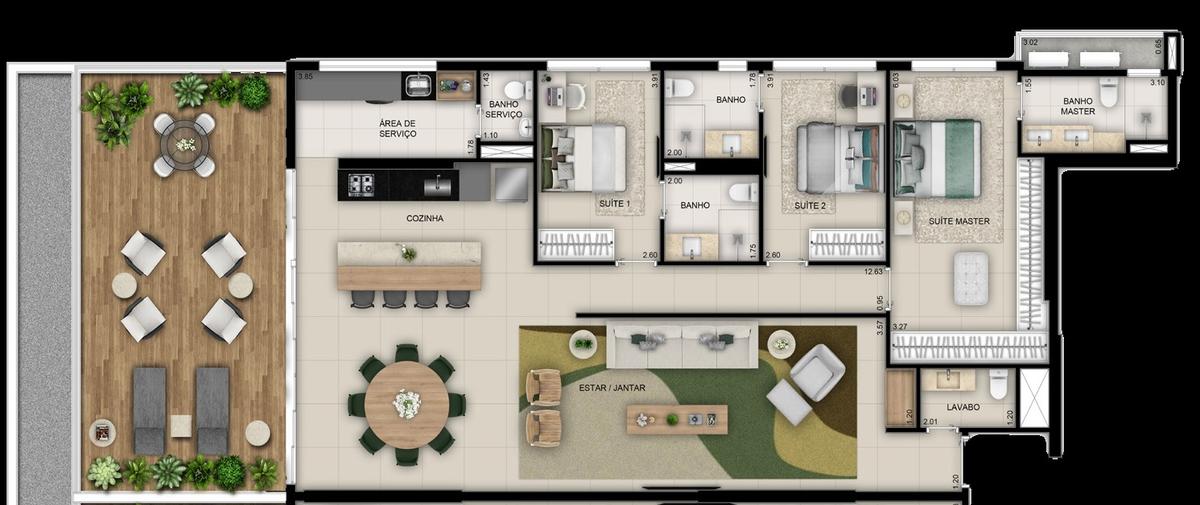 Planta 04 - 3 dorm 194 10m² - garden