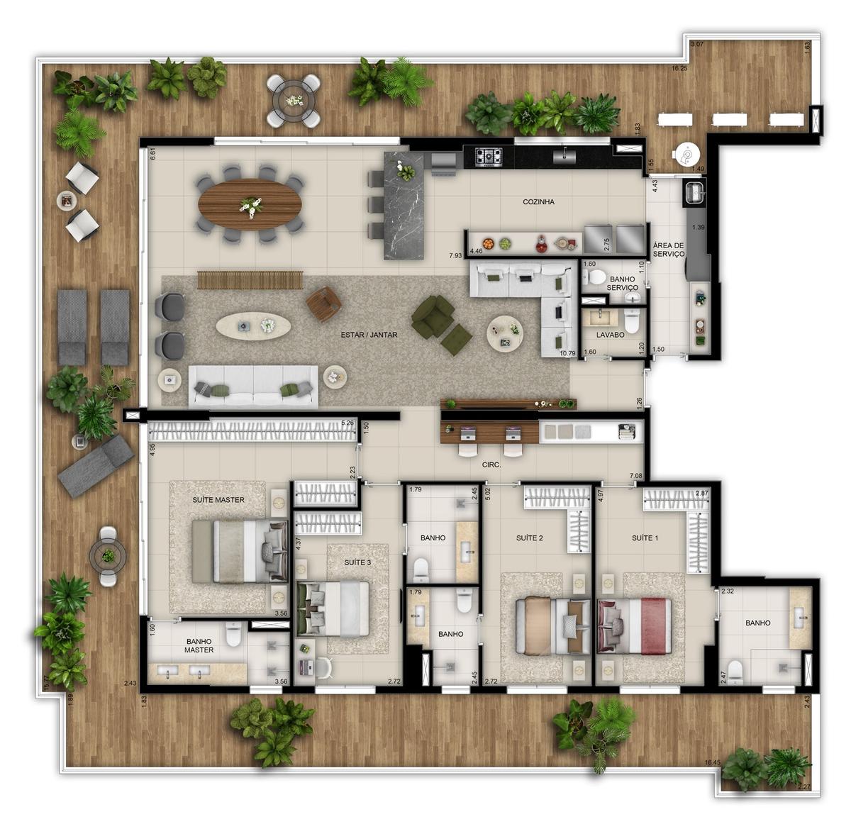 Planta 08 - 4 dorm 324m² - penthouse