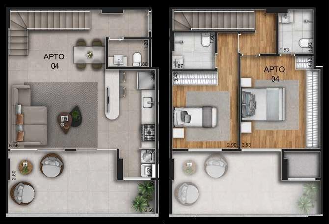Planta 04 - 2 dorm 109 61m² - duplex