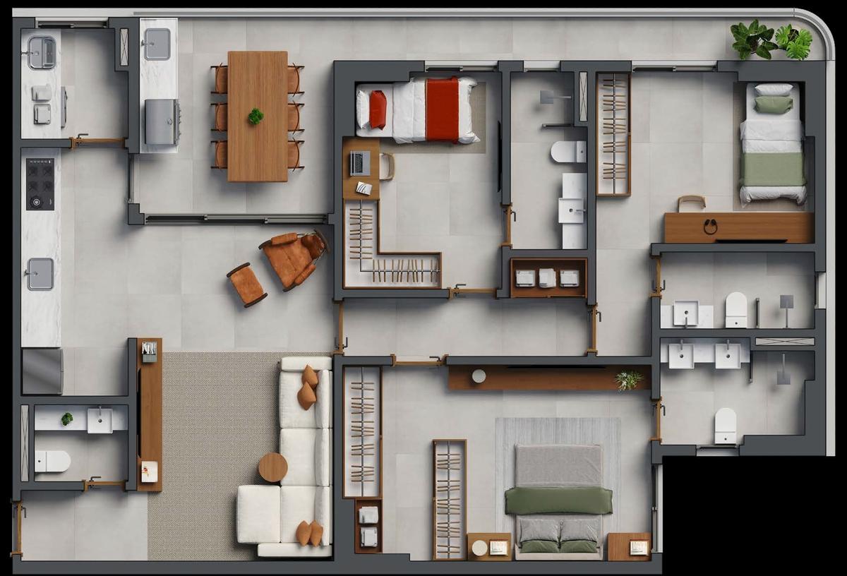 Planta 03 - 3 dorm 117m²