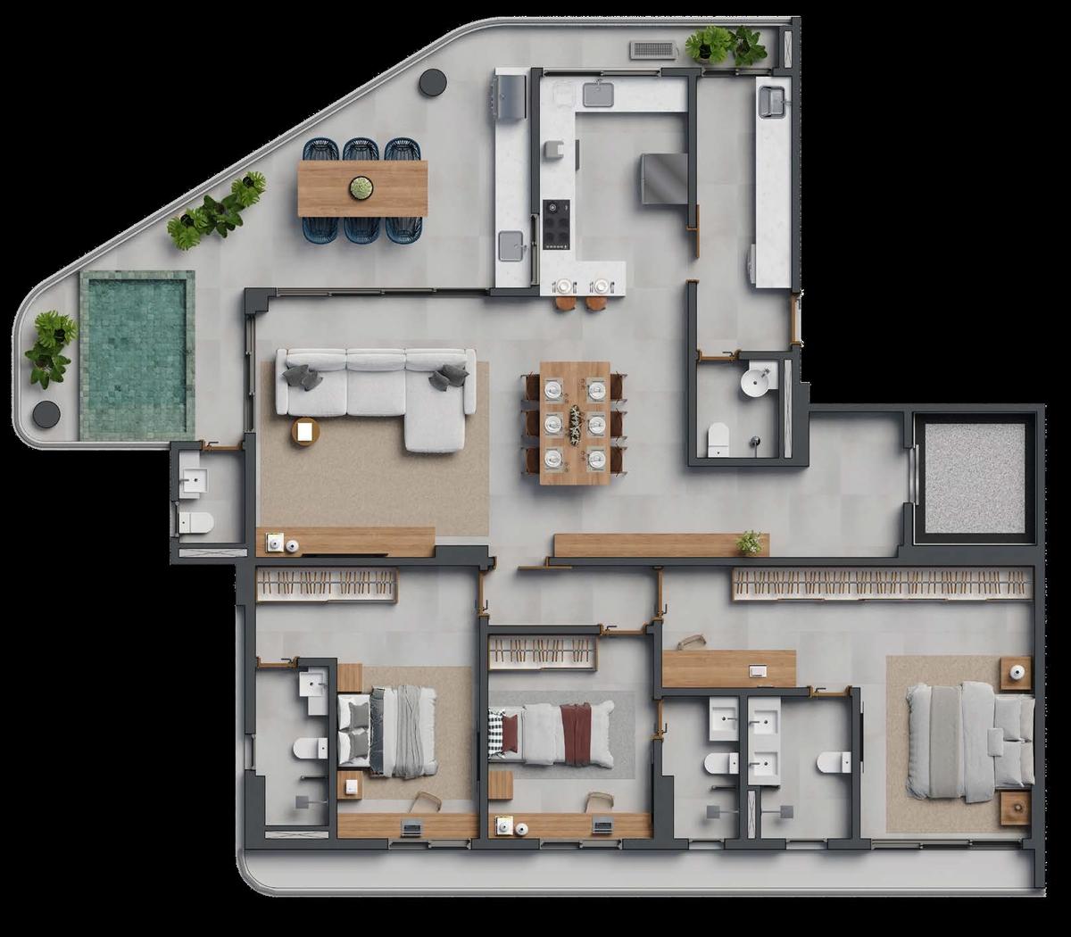 Planta 05 - 3 dorm 181m²