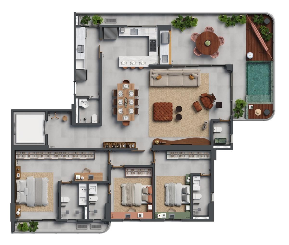 Planta 06 - 3 dorm 195m²