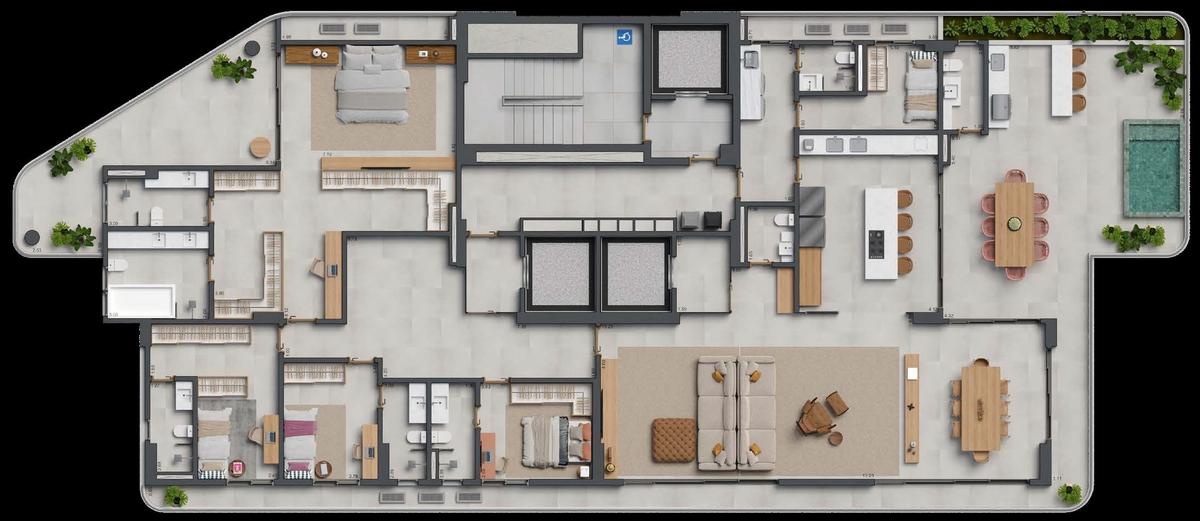 Planta 10 - 4 dorm 388m² - penthouse