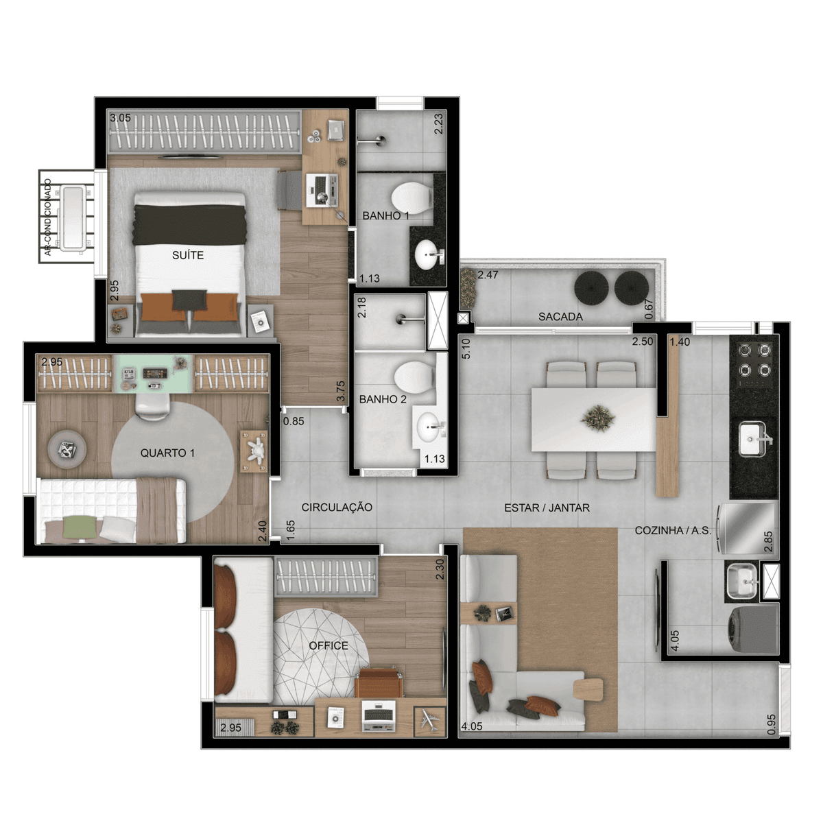Planta 04 - 3 dorm 61m²