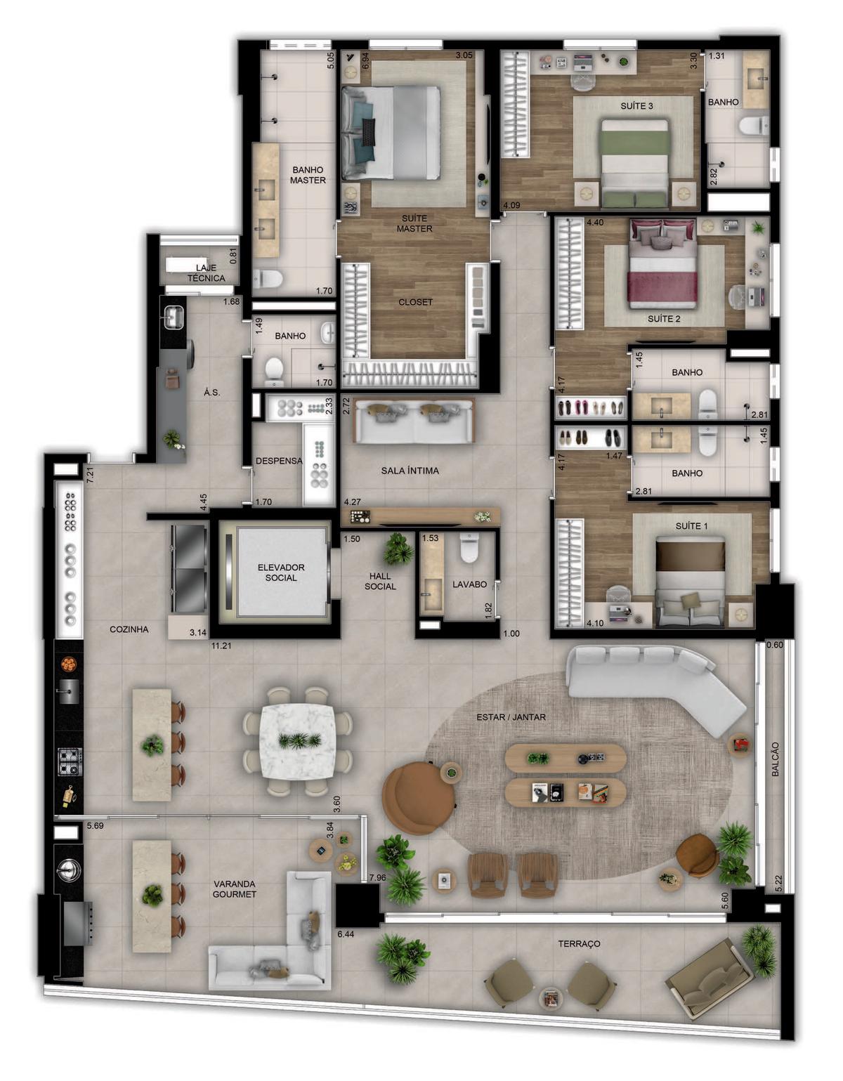 Planta 06 - 4 dorm 273m²
