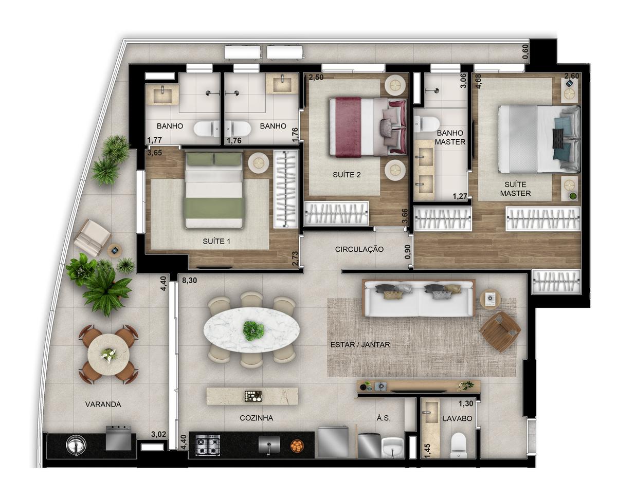 Planta 07 - 3 dorm 116,73m²