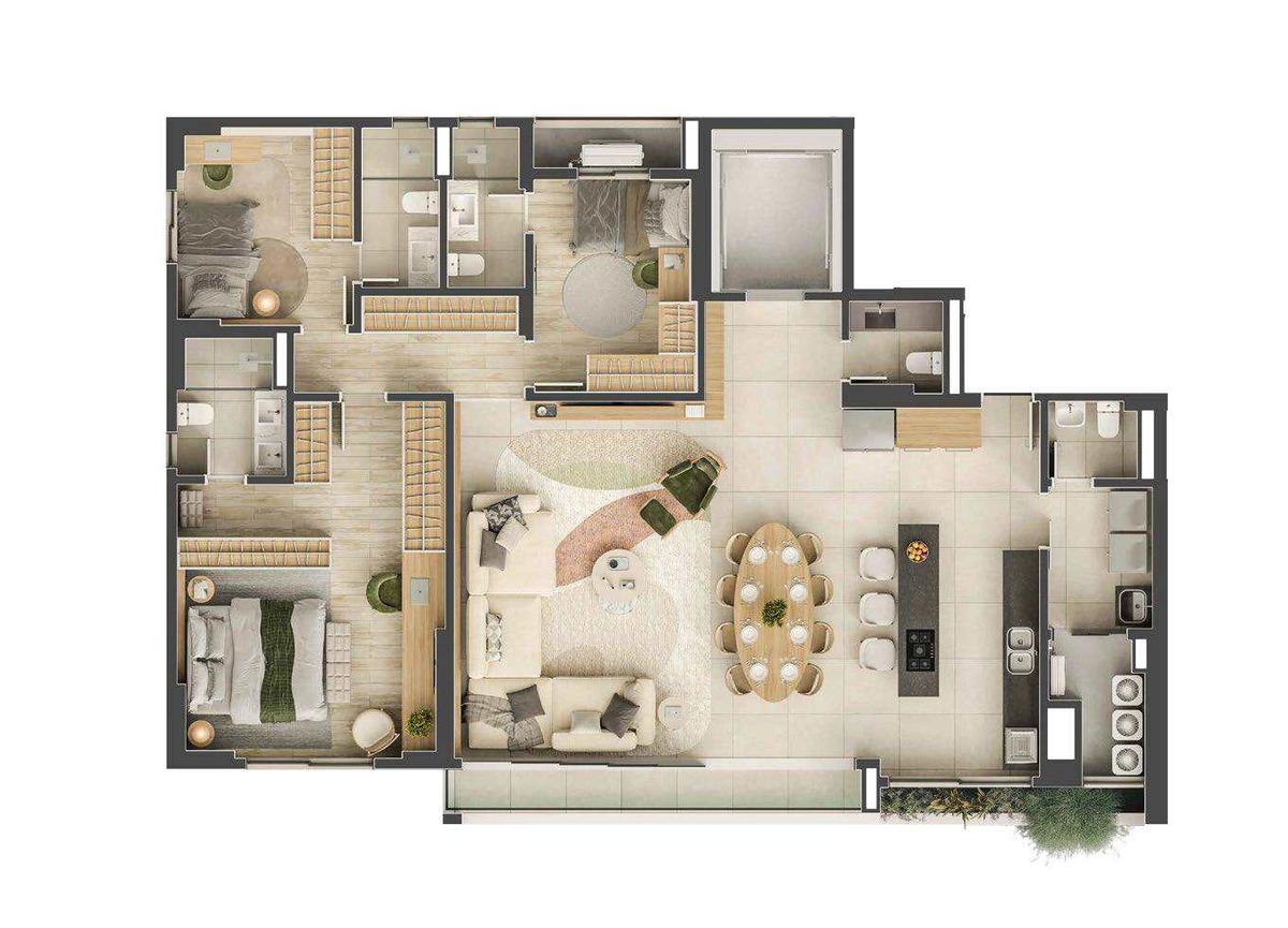 Planta 01 - 3 dorm 151,39m²