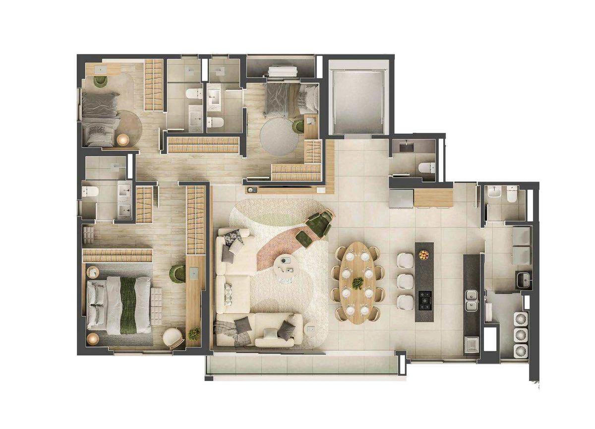 Planta 02 - 3 dorm 151,39m²