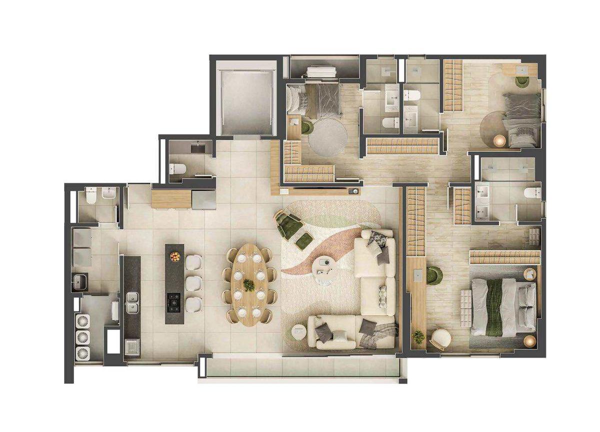Planta 04 - 3 dorm 157,39m²