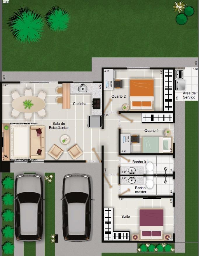 Planta 02 - 3 dorm 92,34m²