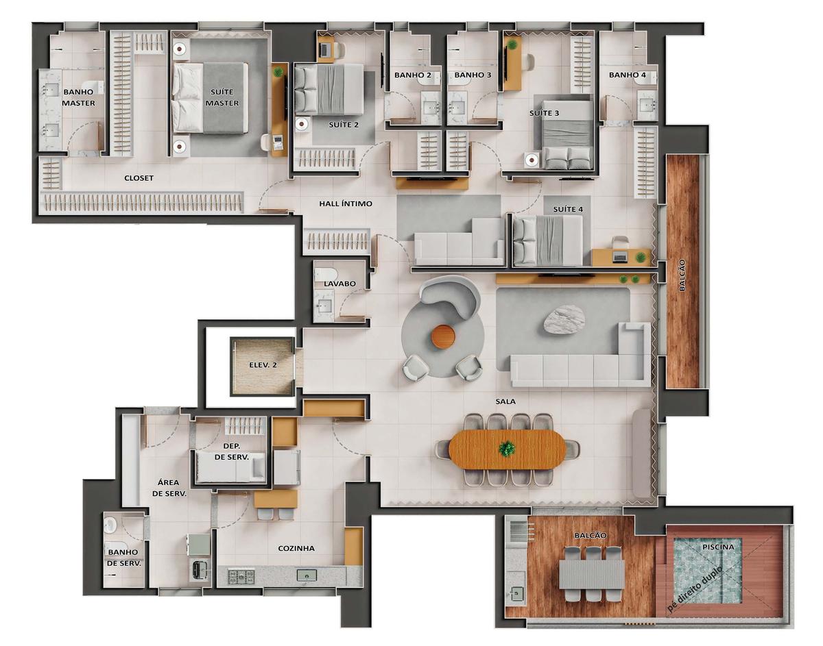 Planta 08 - 4 dorm 251m²