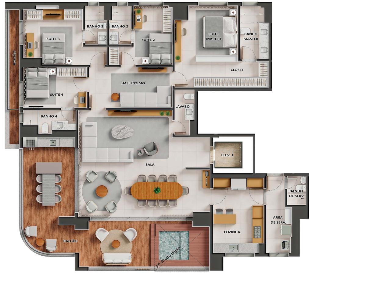 Planta 10 - 4 dorm 254m² - garden