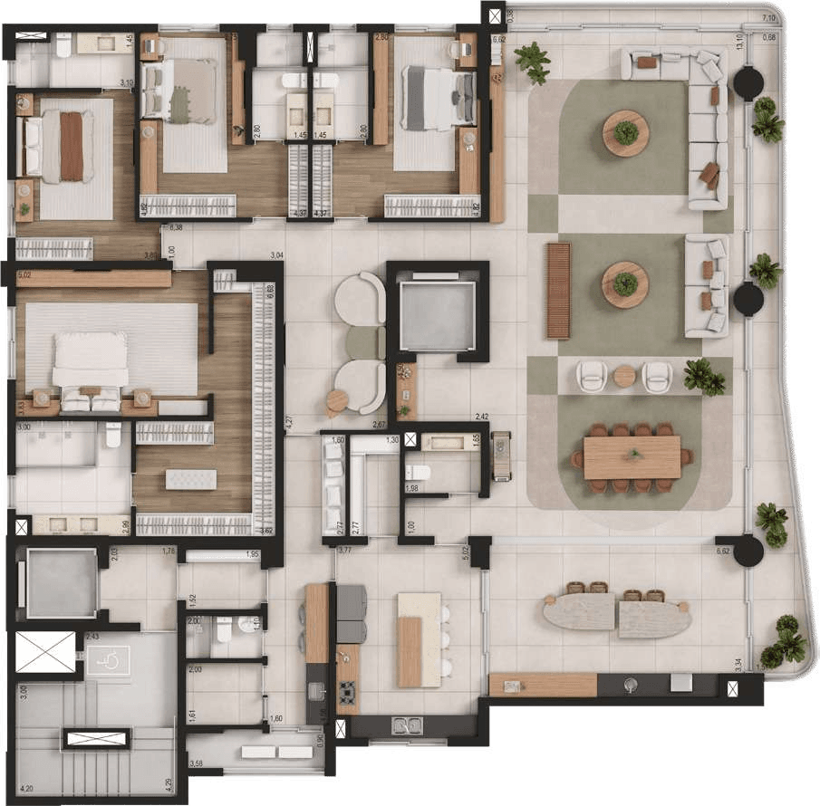 Planta 01 - 4 dorm 355m²