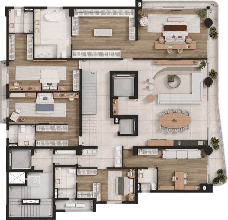 Planta 03 - 4 dorm 705m² - cobertura duplex - inferior