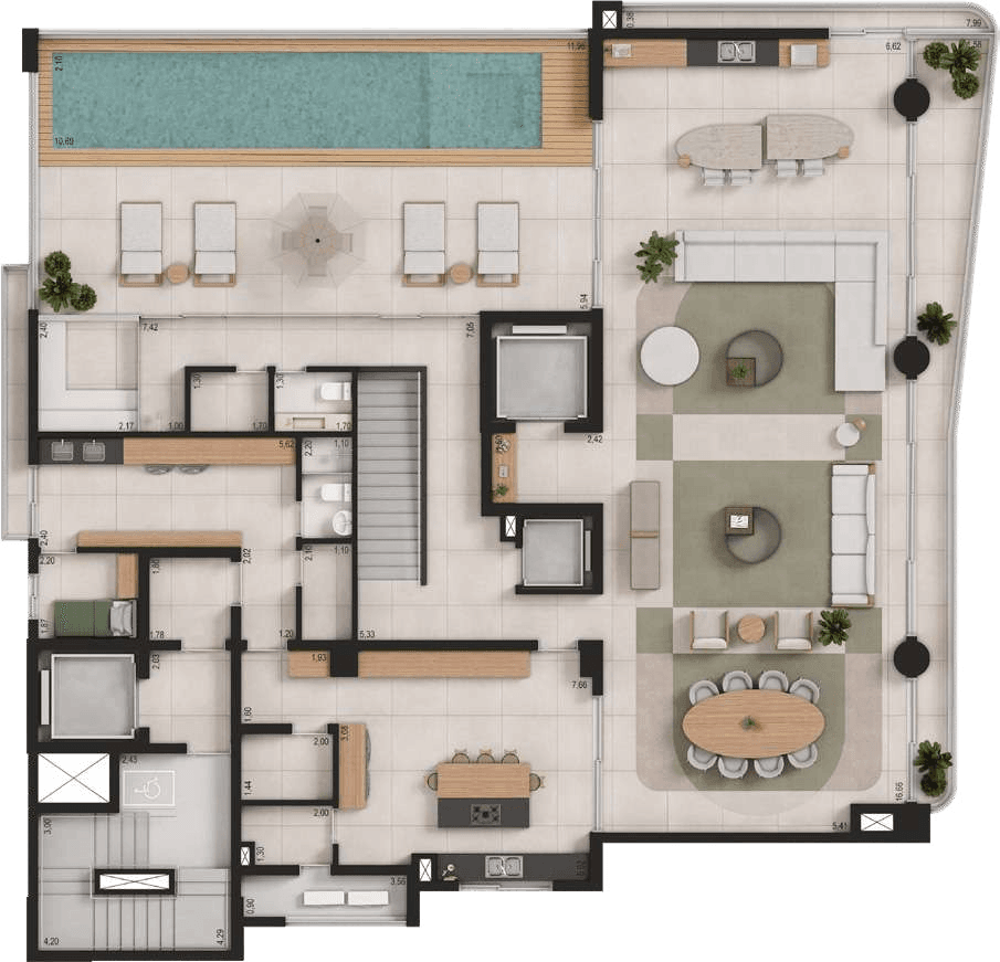 Planta 04 - 4 dorm 705m² - cobertura duplex - superior