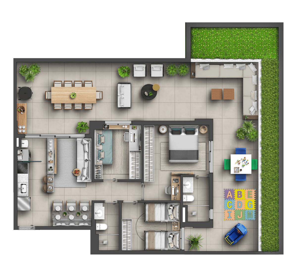 Planta 08 - 3 dorm 157m²