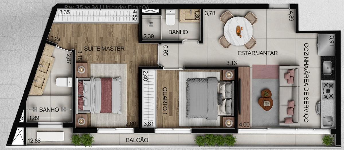 Planta 06 - 2 dorm 72m²