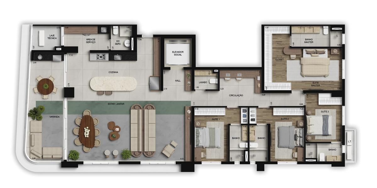 Planta 04 - 4 dorm 240,35m²