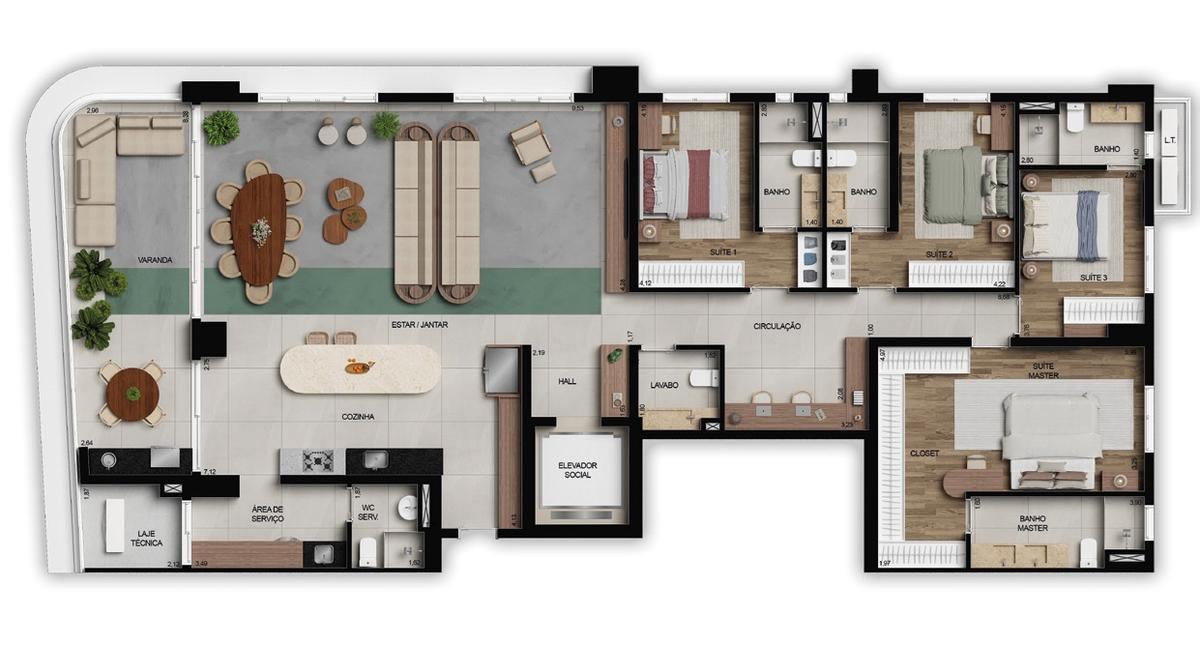 Planta 06 - 4 dorm 241,90m²