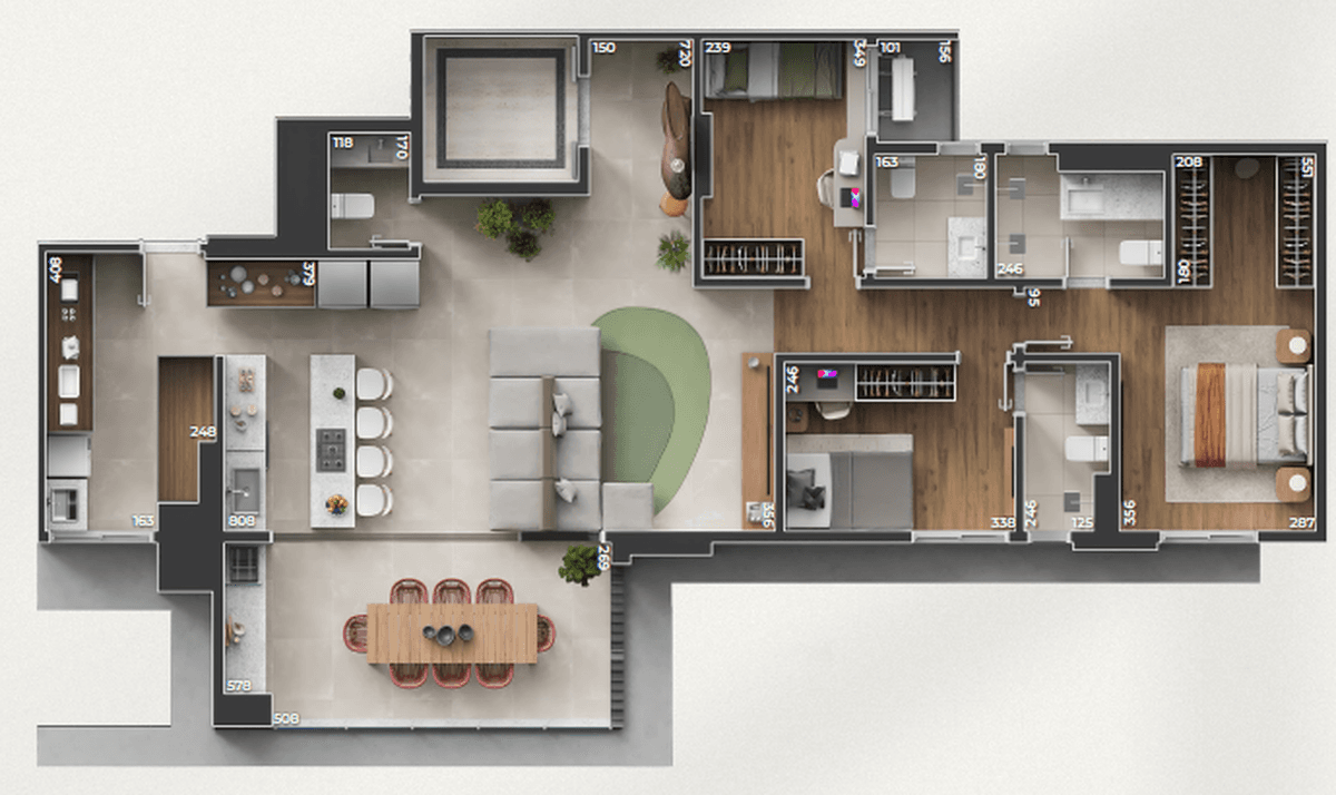 Planta 02 - 3 dorm 130m²
