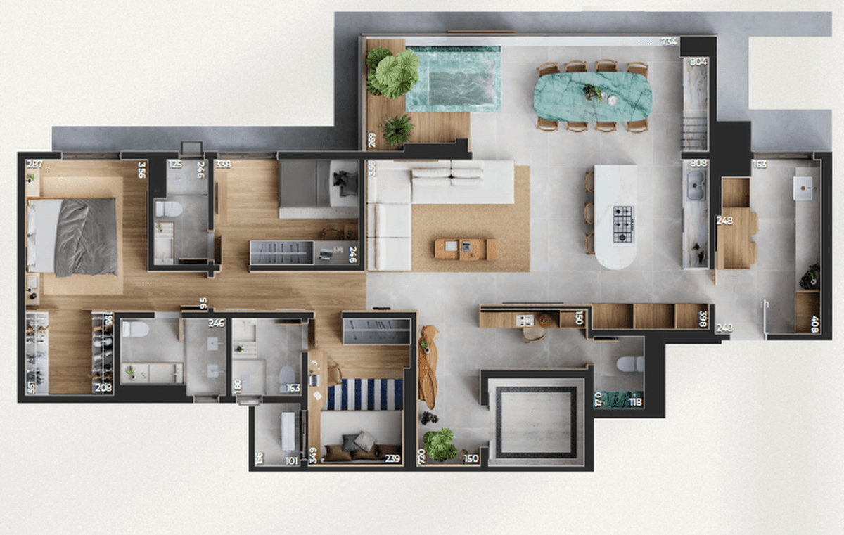 Planta 03 - 3 dorm 136m²