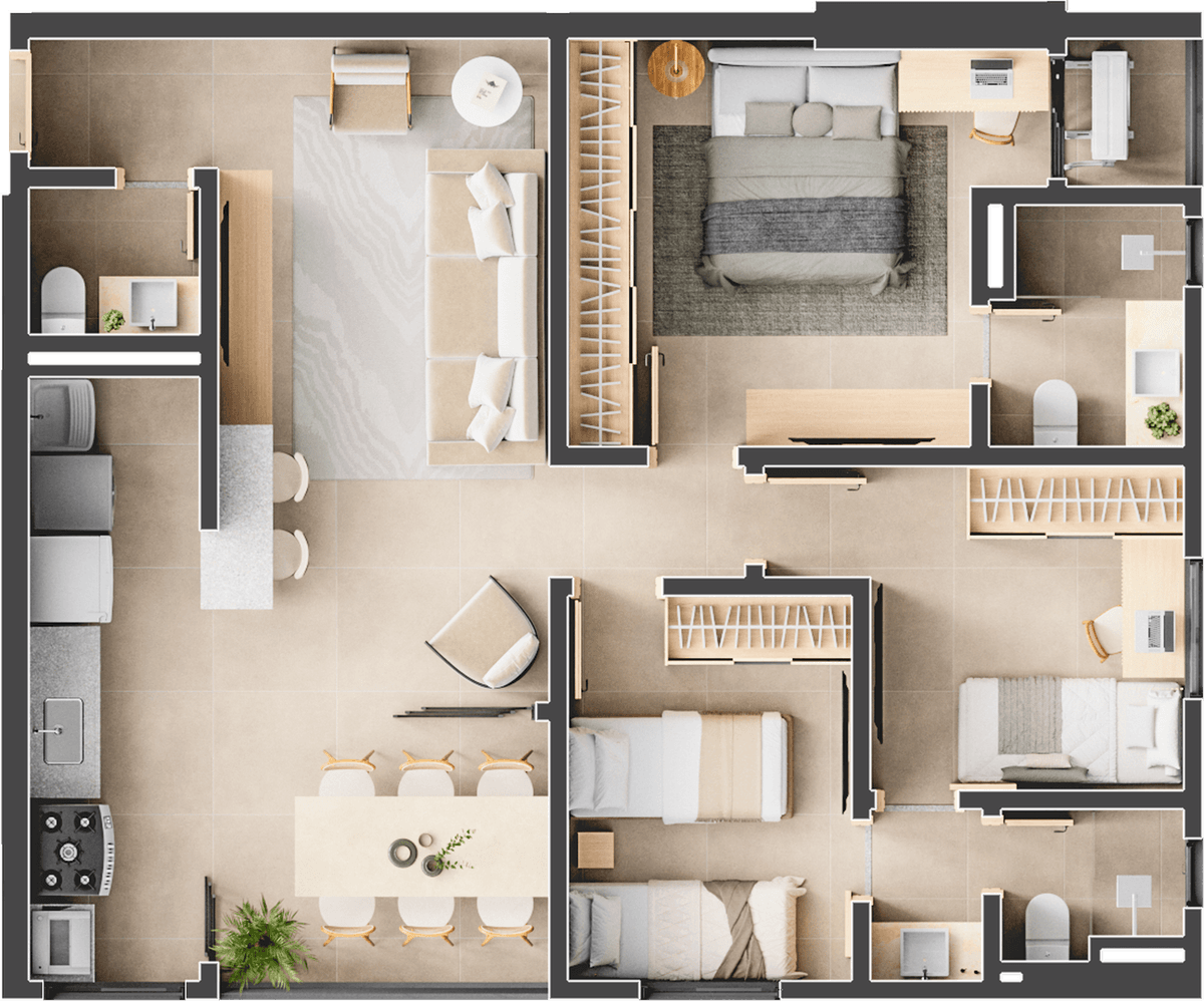 Planta 06 - 3 dorm 82m²