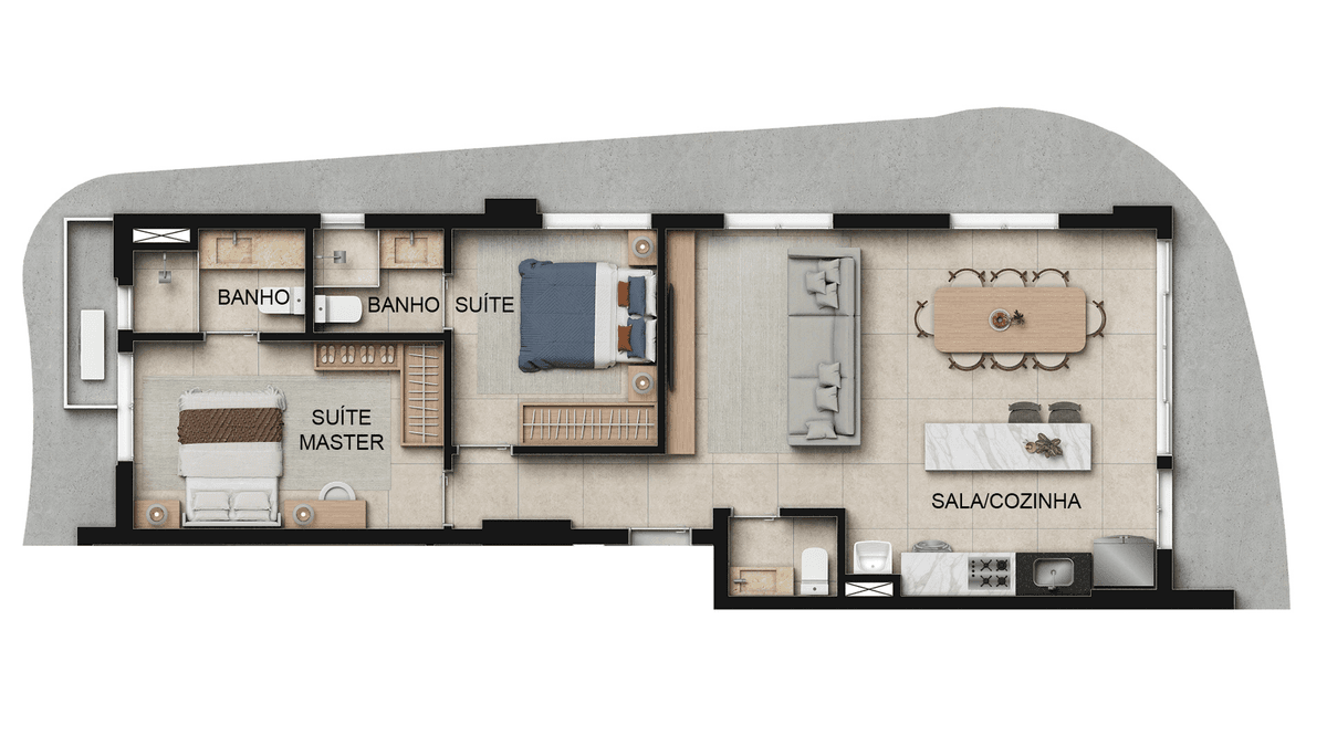 Planta 02 - 2 dorm 71m²