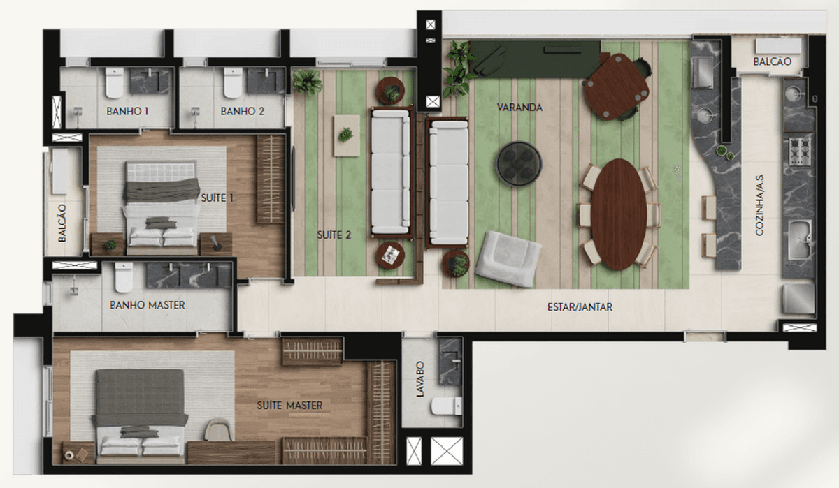 Planta 08 - 3 dorm 129,01m²