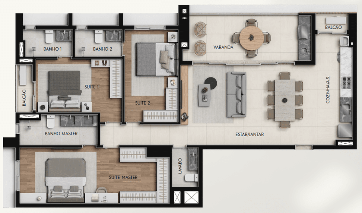 Planta 09 - 3 dorm 129,01m²