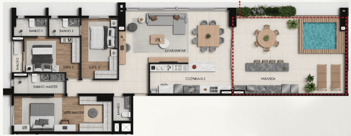 Planta 11 - 3 dorm 180,64m² - penthouse