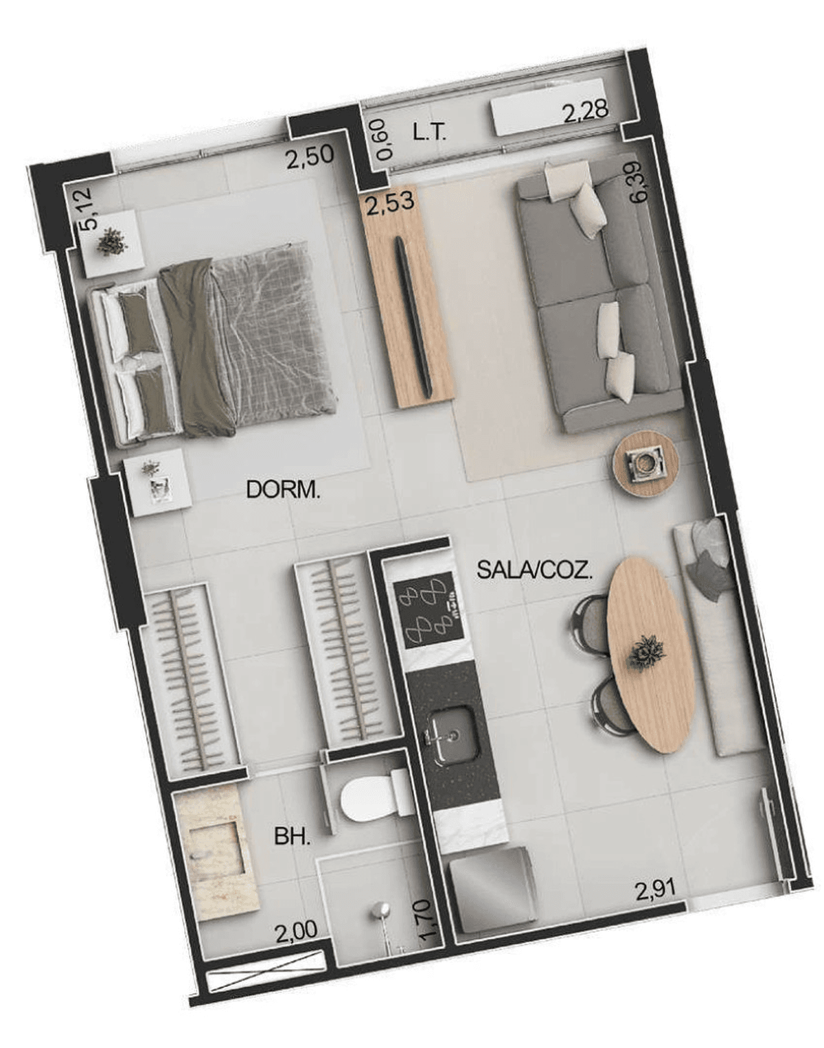 Planta 05 - 1 dorm 37,35m² - studio
