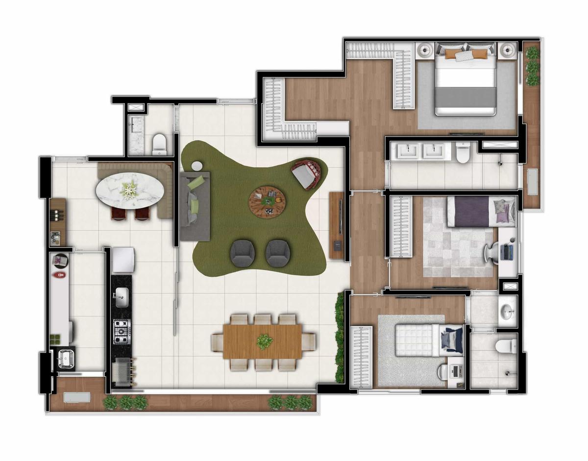 Planta 02 - 3 dorm 130 24m²