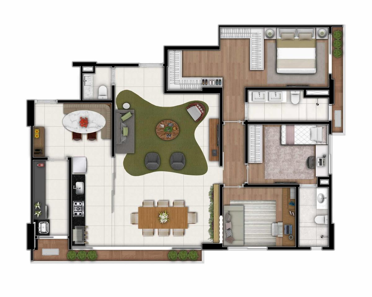 Planta 03 - 3 dorm 130 24m²