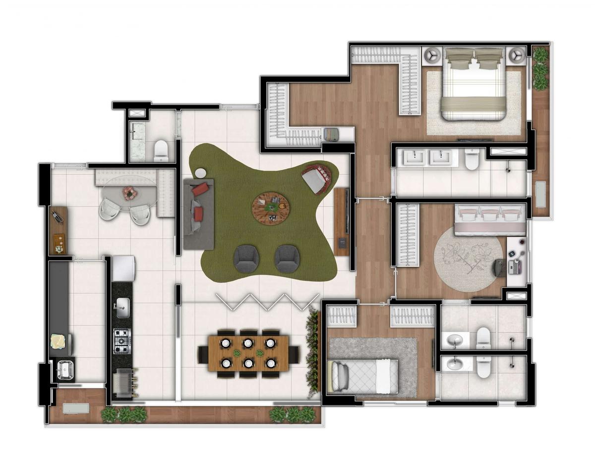 Planta 04 - 3 dorm 130 24m²