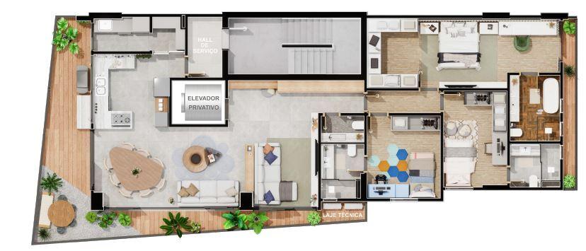 Planta 01 - 3 dorm 191 04m²