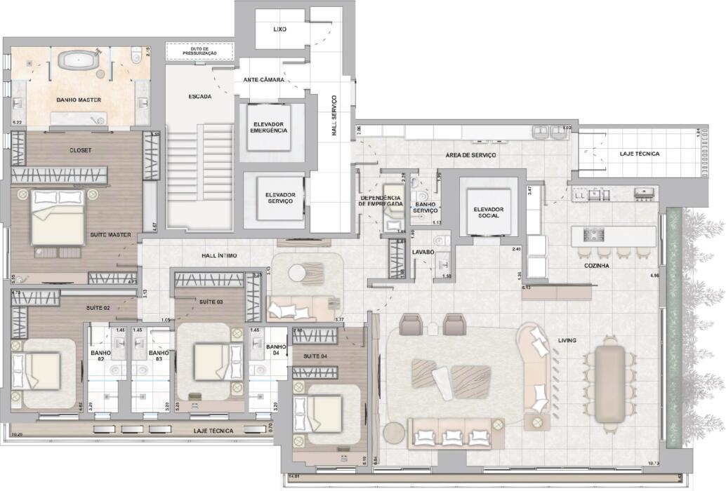 Planta 04 - 4 dorm 330m²