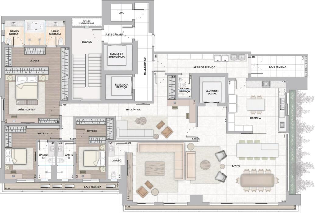Planta 05 - 3 dorm 330m² -opção 1