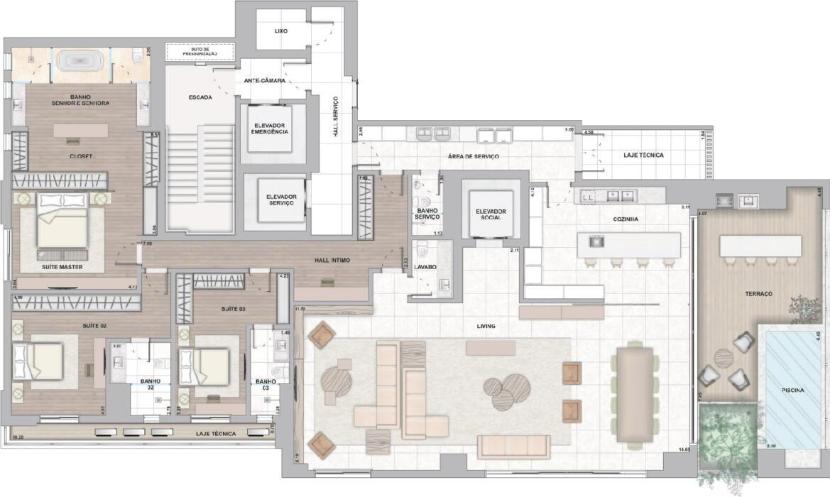 Planta 09 - 3 dorm 370m² - opção 1