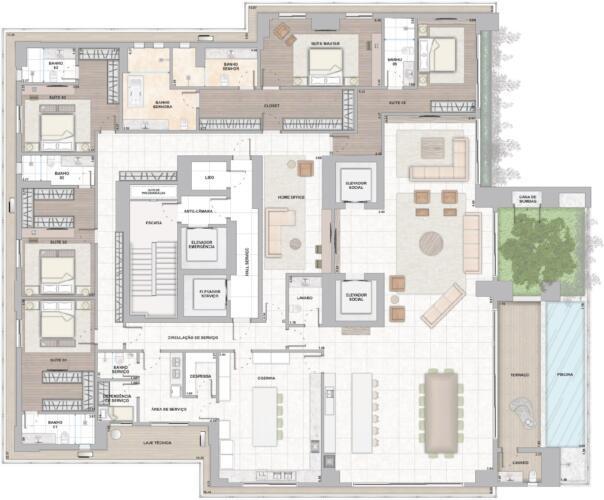 Planta 14 - 5 dorm 686m²