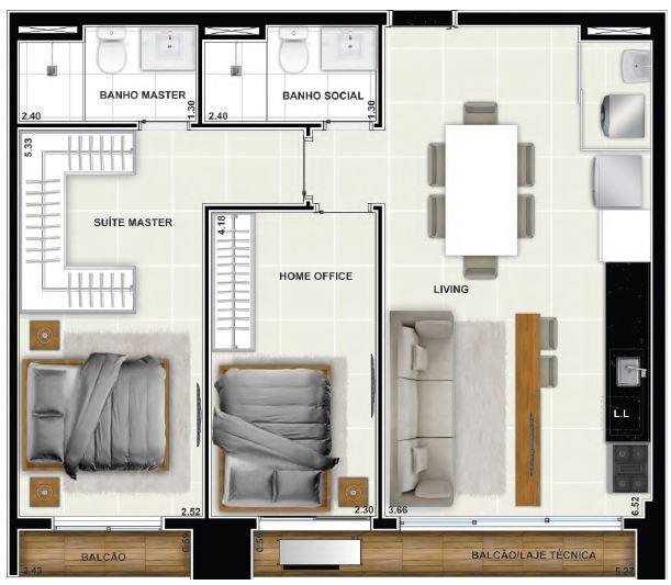 Planta 06 - 2 dorm 71 24m²