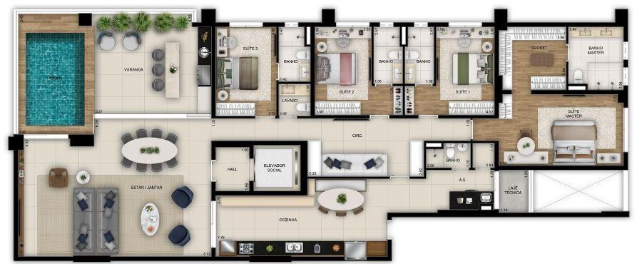 Planta 05 - 4 dorm 270 10m²