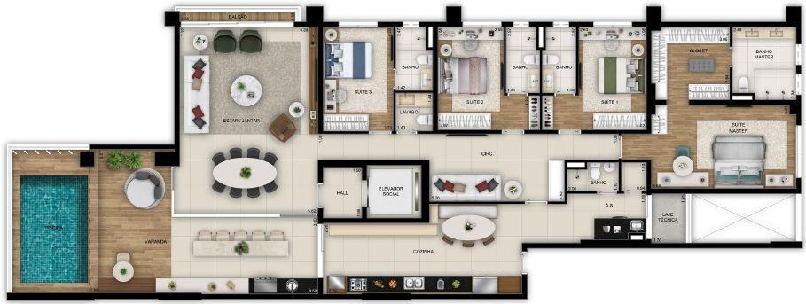Planta 07 - 4 dorm 271 39m²