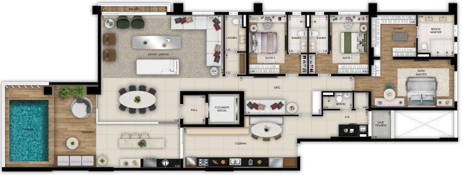 Planta 08 - 3 dorm 271 39m² - opção