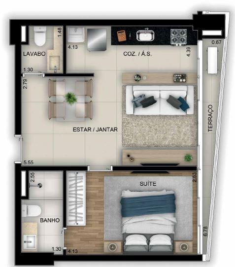 Planta 03 - 1 dorm 49 05²