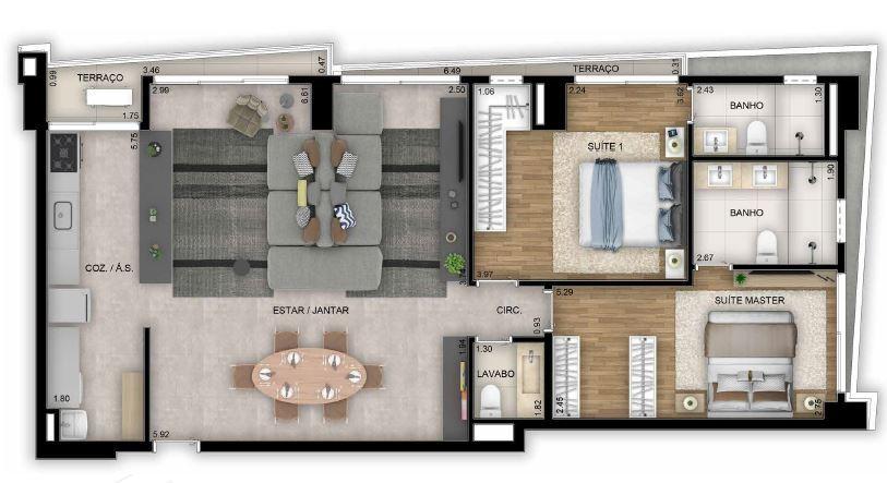 Planta 09 - 2 dorm 106 11m² - opção