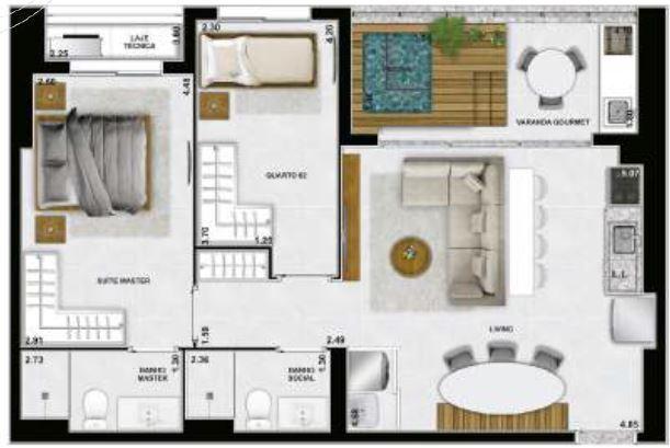 Planta 06 - 2 dorm 82m²