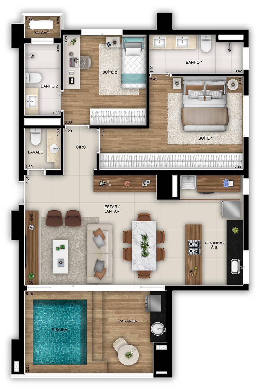 Planta 06 - 2 dorm 99 39m²