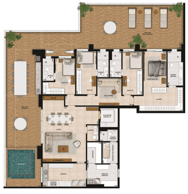 Planta 08 - 4 dorm 365m²