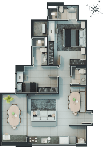 Planta 05 - 2 dorm 75 78m²