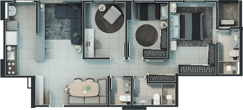 Planta 07 - 3 dorm 80 83m²